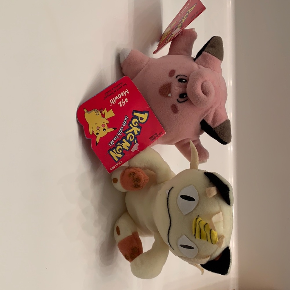 Pokémon Clefairy  #35 and Meowth #52 plush toys
